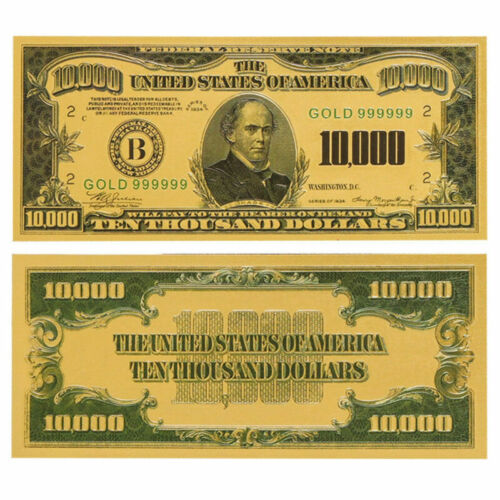 1pc Gold Foil Us $10000 Dollar Banknote Bill Money Note Collection Crafts Gifts