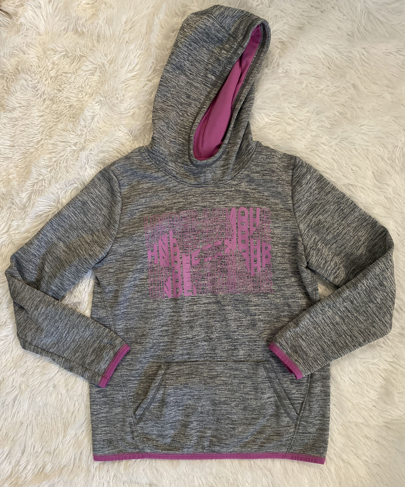 Under Armour Loose Coldgear Purple Gray Hoodie Youth Girls Size Yxl