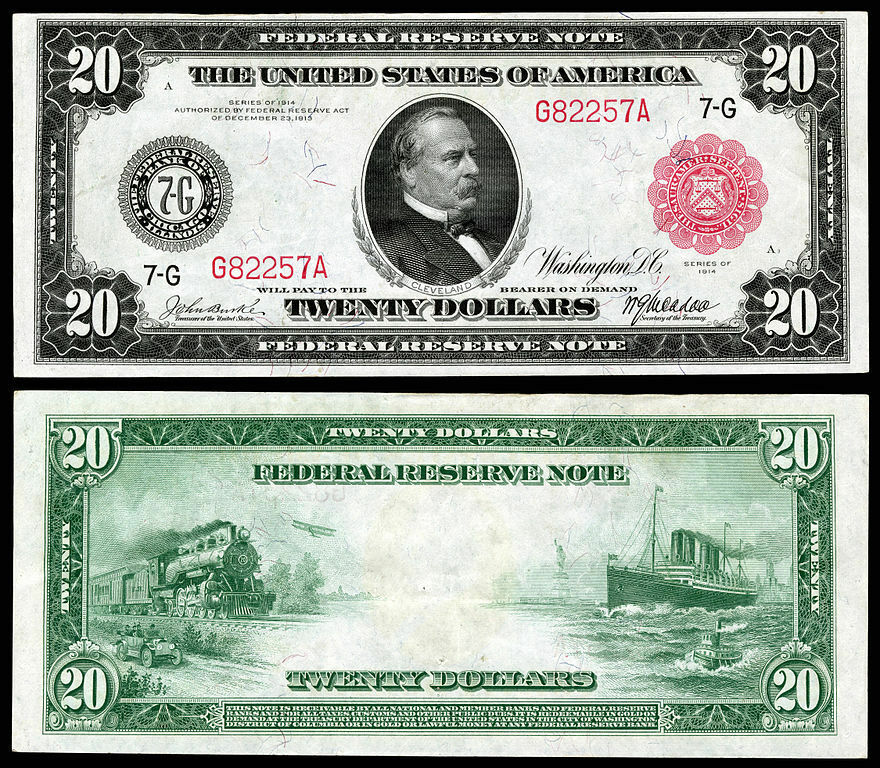 Nice Crisp Unc.1914 $20 Red Seal Federal Reserve Note Copy Read Description