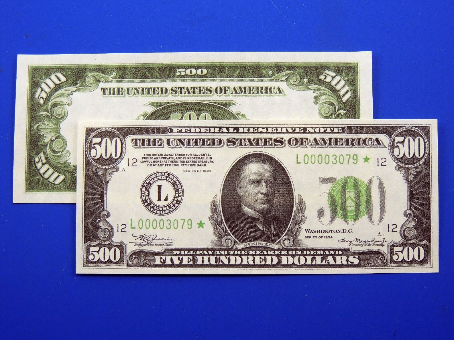 Reproduction $500 1934 Frn Us Paper Money Currency Copy